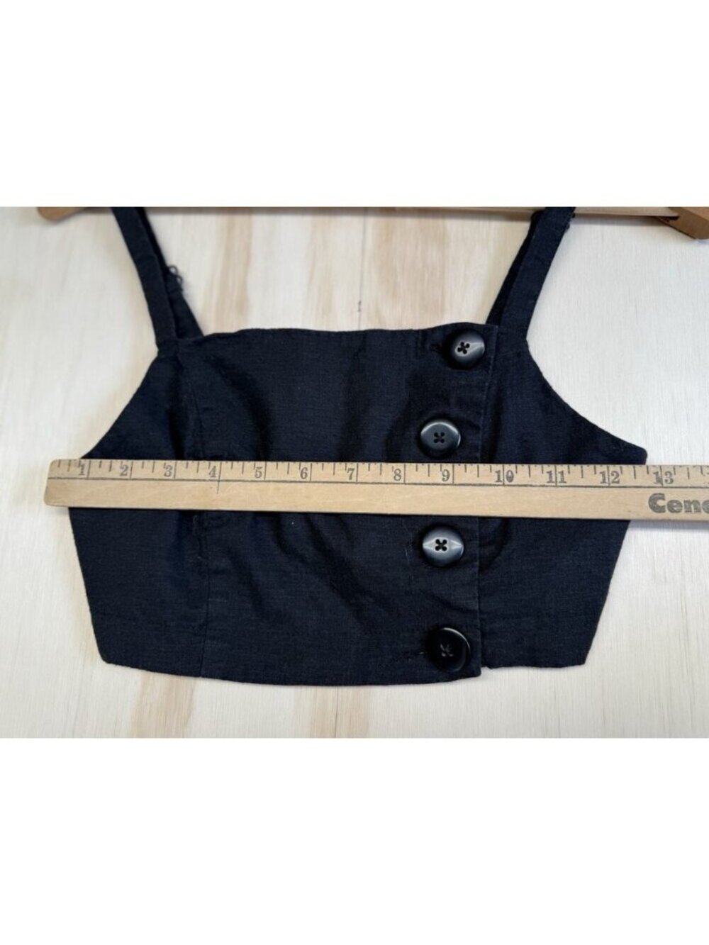 Top Bandeau Smocked Back Button Linen Blend Sz Small - Picture 3 of 3
